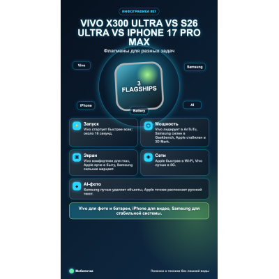 Сравнение флагманов: Vivo X300 Ultra, Galaxy S26 Ultra и iPhone 17 Pro Max